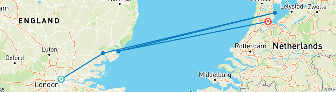 Image d'une carte montrant l'itinéraire du circuit