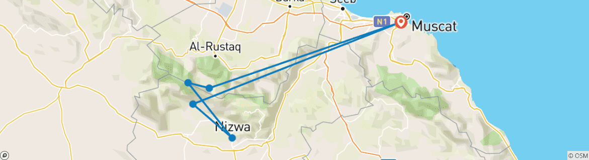 Image d'une carte montrant l'itinéraire du circuit