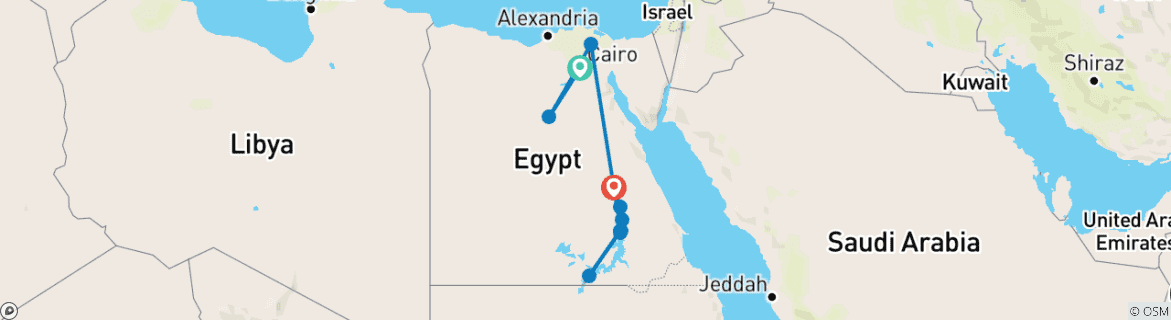 Image d'une carte montrant l'itinéraire du circuit