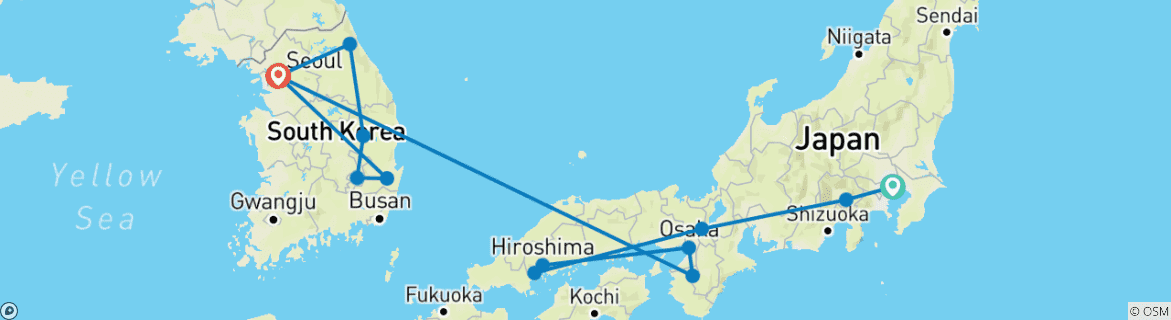 Image d'une carte montrant l'itinéraire du circuit