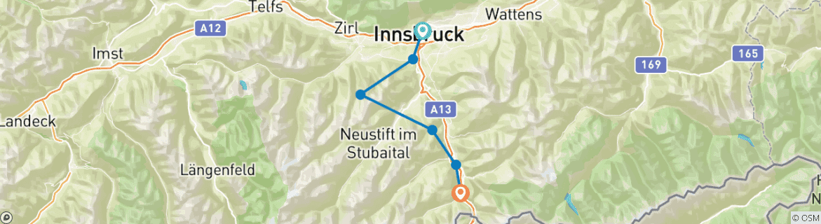 Image d'une carte montrant l'itinéraire du circuit