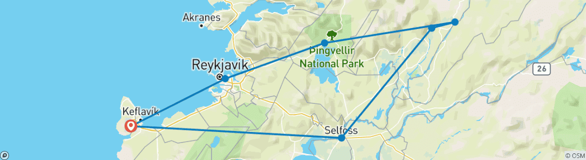 Image d'une carte montrant l'itinéraire du circuit