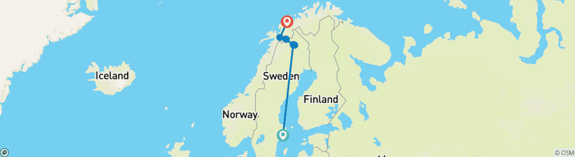 Image d'une carte montrant l'itinéraire du circuit