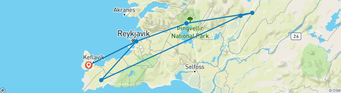 Image d'une carte montrant l'itinéraire du circuit