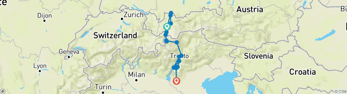 Karte mit der Reiseroute