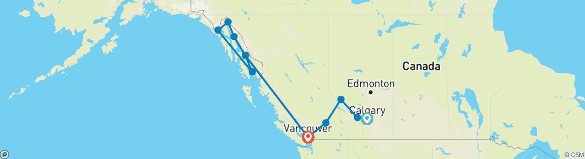 Image d'une carte montrant l'itinéraire du circuit
