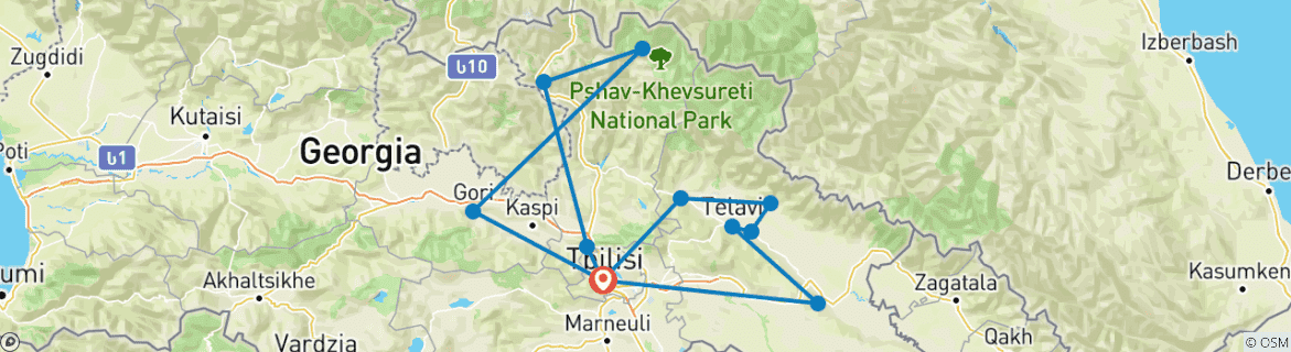 Image d'une carte montrant l'itinéraire du circuit