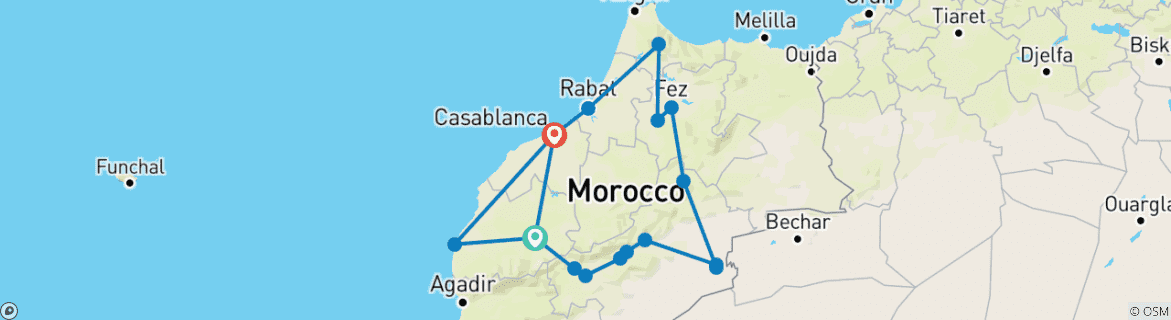 Image d'une carte montrant l'itinéraire du circuit