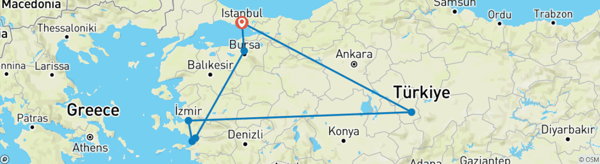 Karte mit der Reiseroute