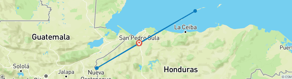 Image d'une carte montrant l'itinéraire du circuit