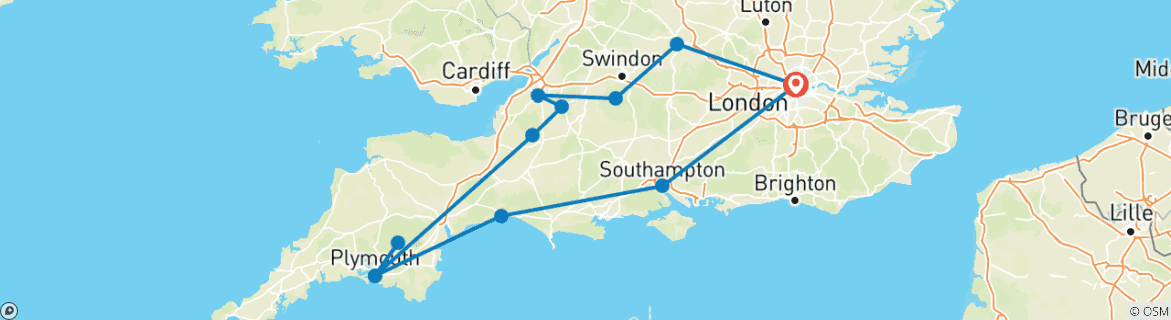 Image d'une carte montrant l'itinéraire du circuit