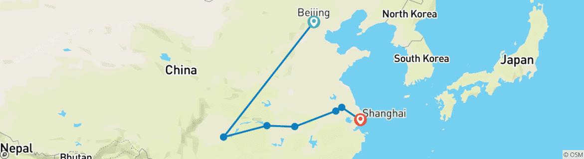 Image d'une carte montrant l'itinéraire du circuit