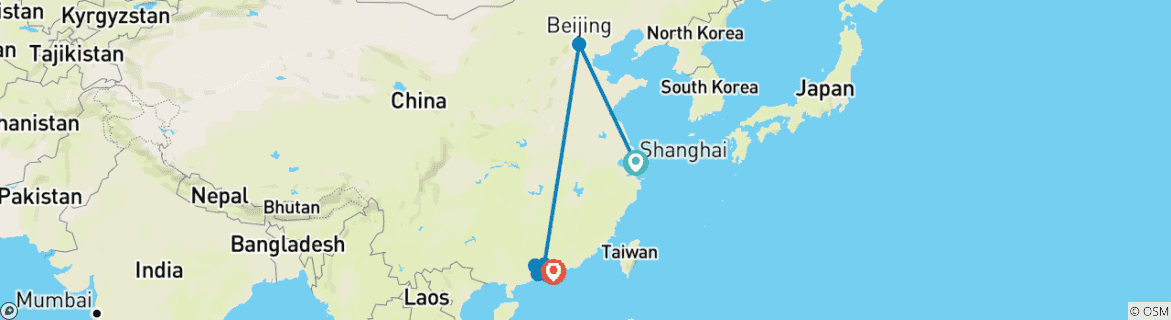 Image d'une carte montrant l'itinéraire du circuit