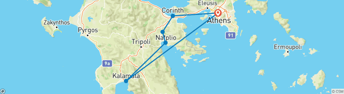 Image d'une carte montrant l'itinéraire du circuit