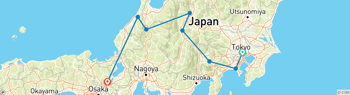 Image d'une carte montrant l'itinéraire du circuit