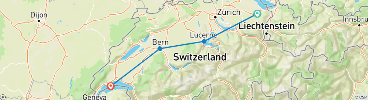 Image d'une carte montrant l'itinéraire du circuit