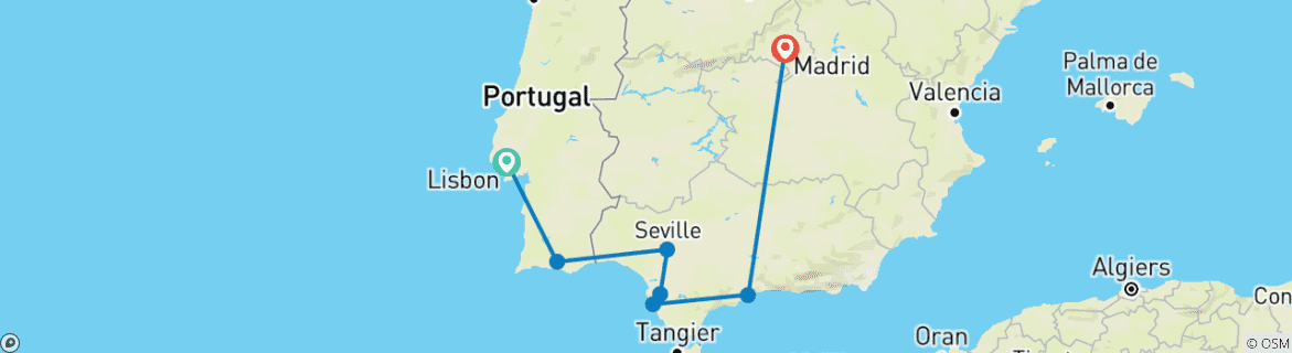 Image d'une carte montrant l'itinéraire du circuit