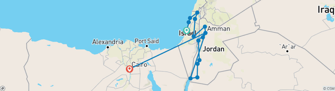 Image d'une carte montrant l'itinéraire du circuit