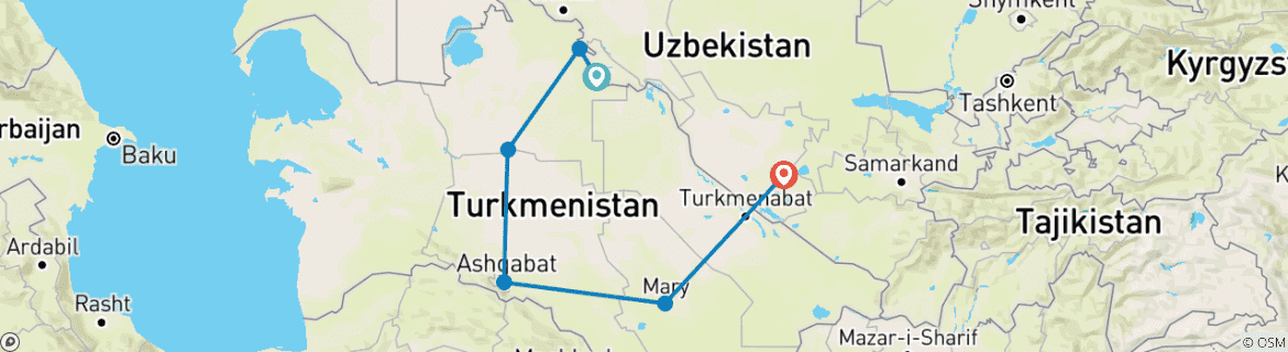 Image d'une carte montrant l'itinéraire du circuit