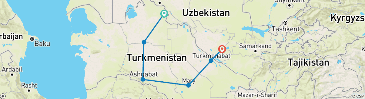 Image d'une carte montrant l'itinéraire du circuit