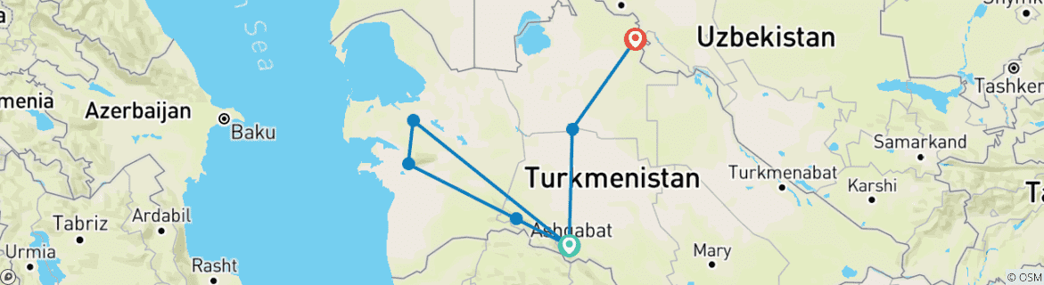 Image d'une carte montrant l'itinéraire du circuit