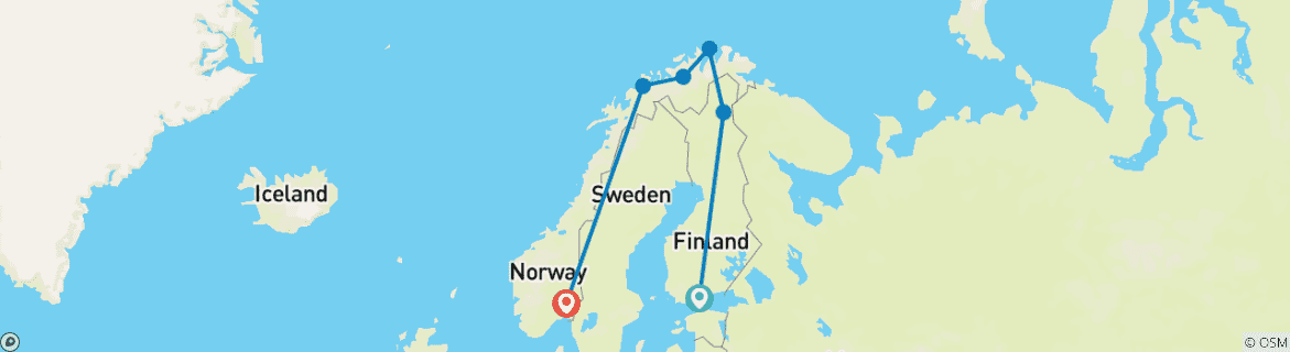 Image d'une carte montrant l'itinéraire du circuit