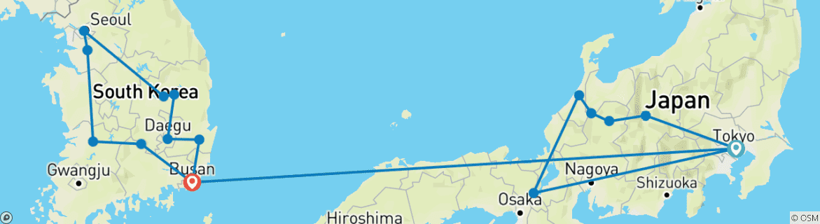 Image d'une carte montrant l'itinéraire du circuit