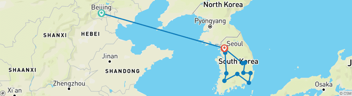 Foto van een kaart met de route van de rondreis