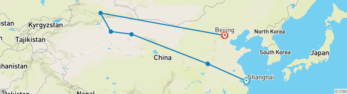 Foto van een kaart met de route van de rondreis