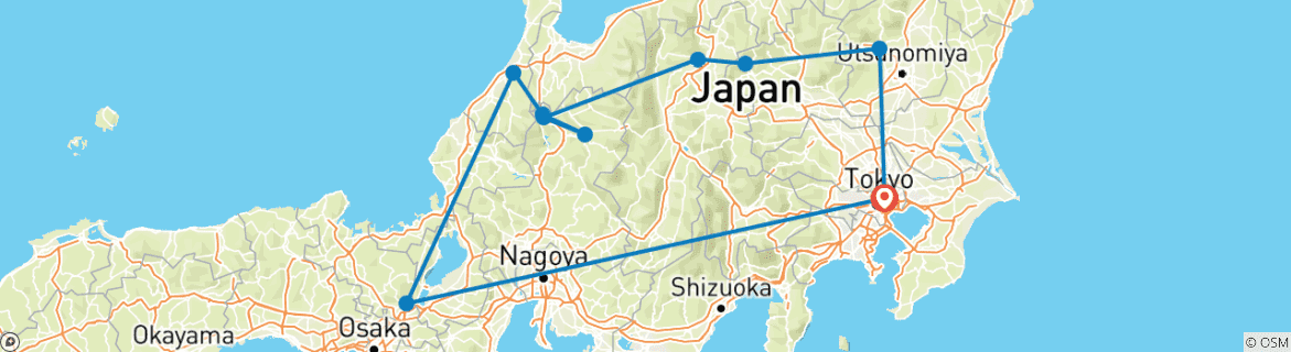 Image d'une carte montrant l'itinéraire du circuit