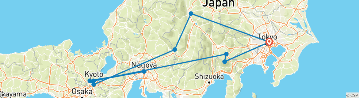 Image d'une carte montrant l'itinéraire du circuit