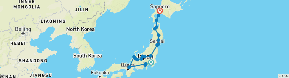 Foto van een kaart met de route van de rondreis