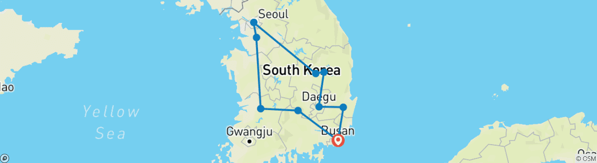 Foto van een kaart met de route van de rondreis