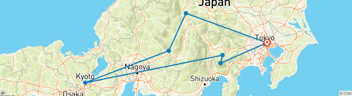 Image d'une carte montrant l'itinéraire du circuit