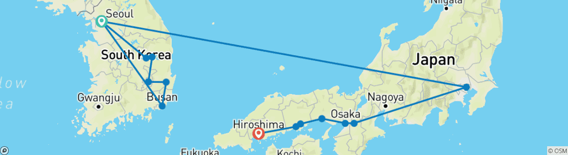 Karte mit der Reiseroute