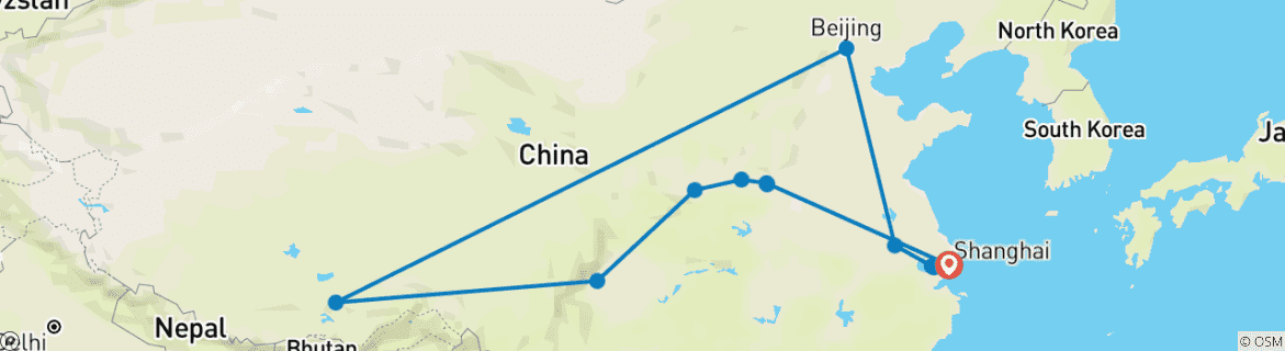 Foto van een kaart met de route van de rondreis