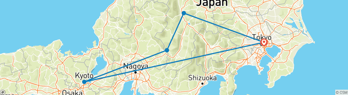 Image d'une carte montrant l'itinéraire du circuit