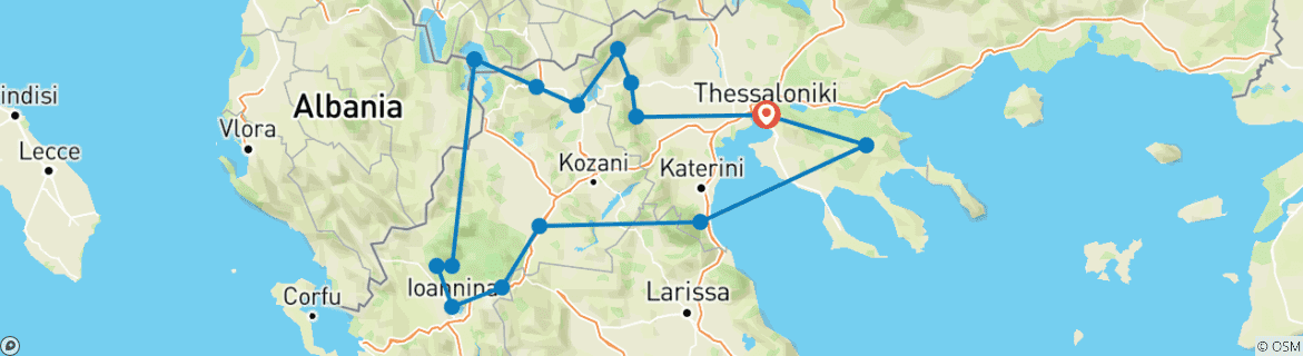 Karte mit der Reiseroute