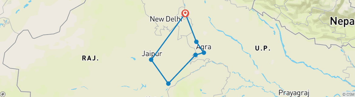 Image d'une carte montrant l'itinéraire du circuit