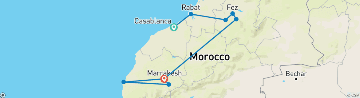 Image d'une carte montrant l'itinéraire du circuit