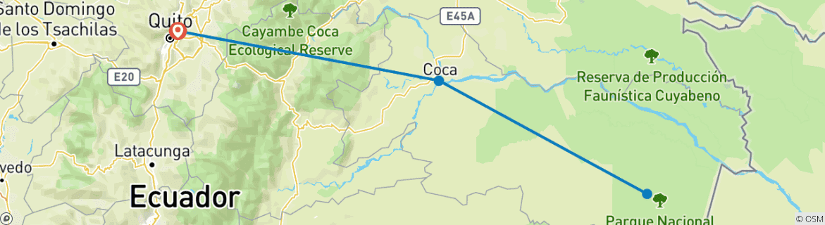 Image d'une carte montrant l'itinéraire du circuit