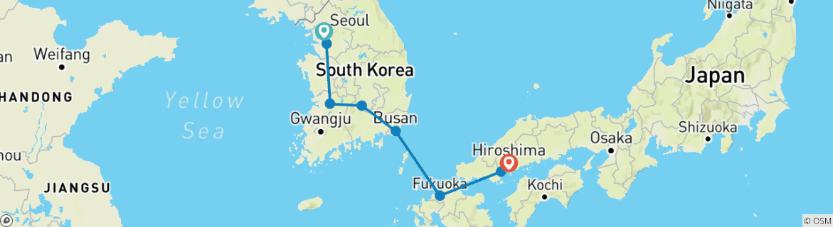 Karte mit der Reiseroute