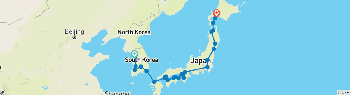 Karte mit der Reiseroute