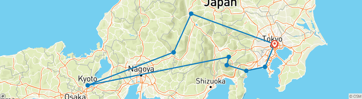 Foto van een kaart met de route van de rondreis