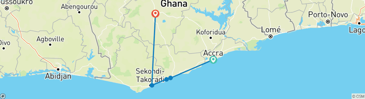 Image d'une carte montrant l'itinéraire du circuit