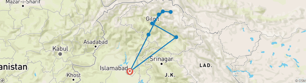 Karte mit der Reiseroute