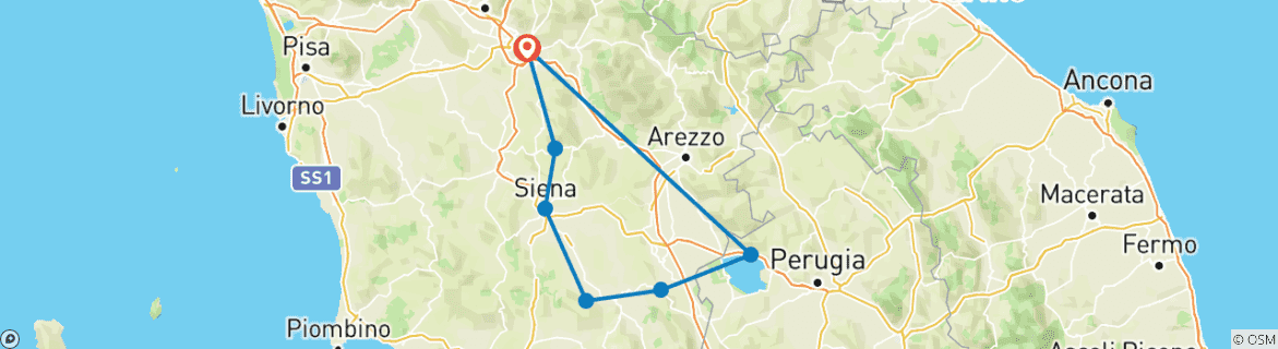 Image d'une carte montrant l'itinéraire du circuit