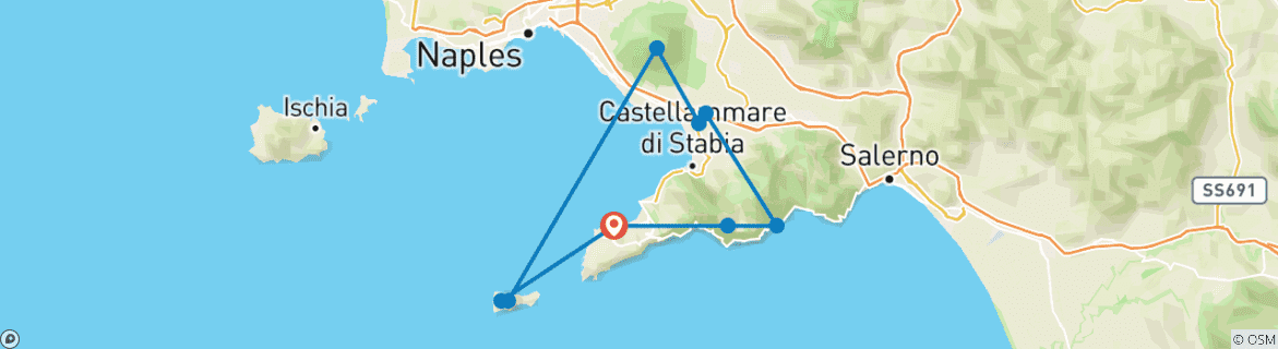 Image d'une carte montrant l'itinéraire du circuit