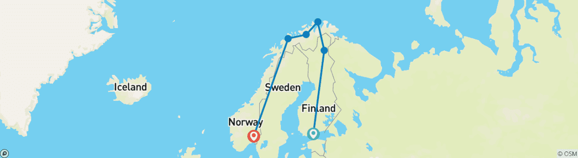 Image d'une carte montrant l'itinéraire du circuit