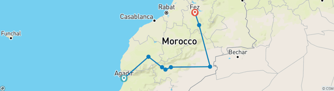 Image d'une carte montrant l'itinéraire du circuit